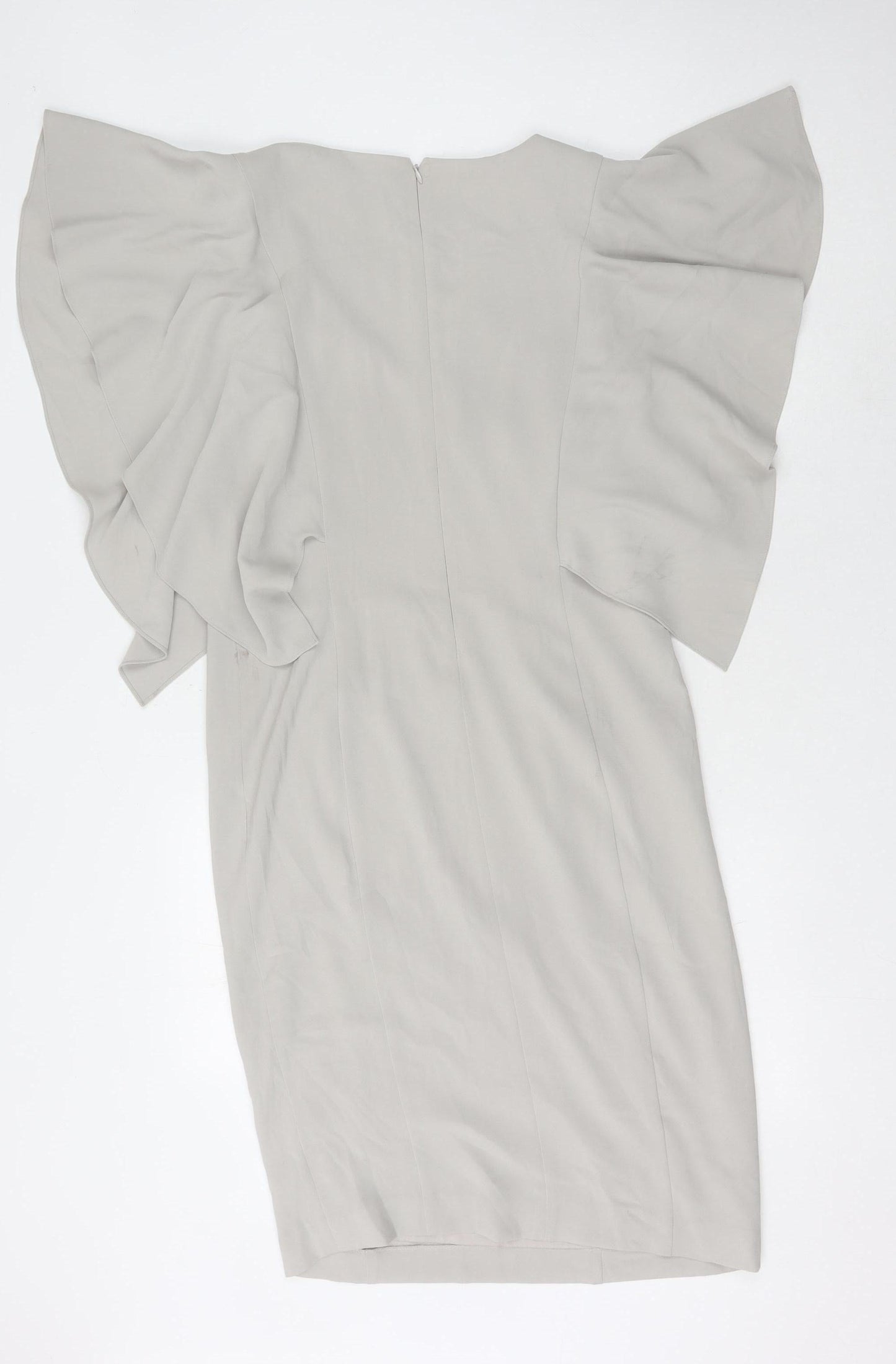St. John Women's Grey Dress, Size 10, V-Neck, Elegant