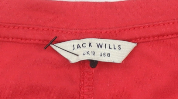 Jack Wills Red Cropped T-Shirt UK 12 Women