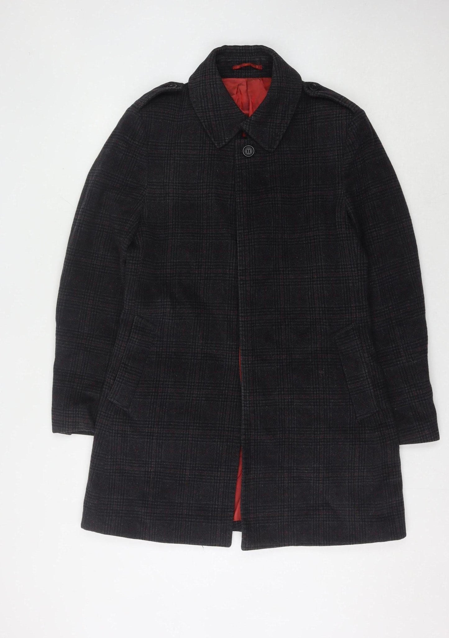 Holland Esquire Women's Black Check Wool Overcoat M
