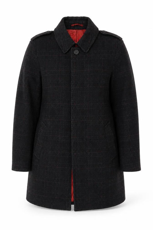 Holland Esquire Women's Black Check Wool Overcoat M