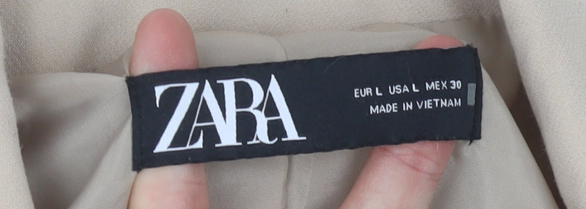 Zara Beige Women's Blazer Jacket Size 12 Elegant Lined