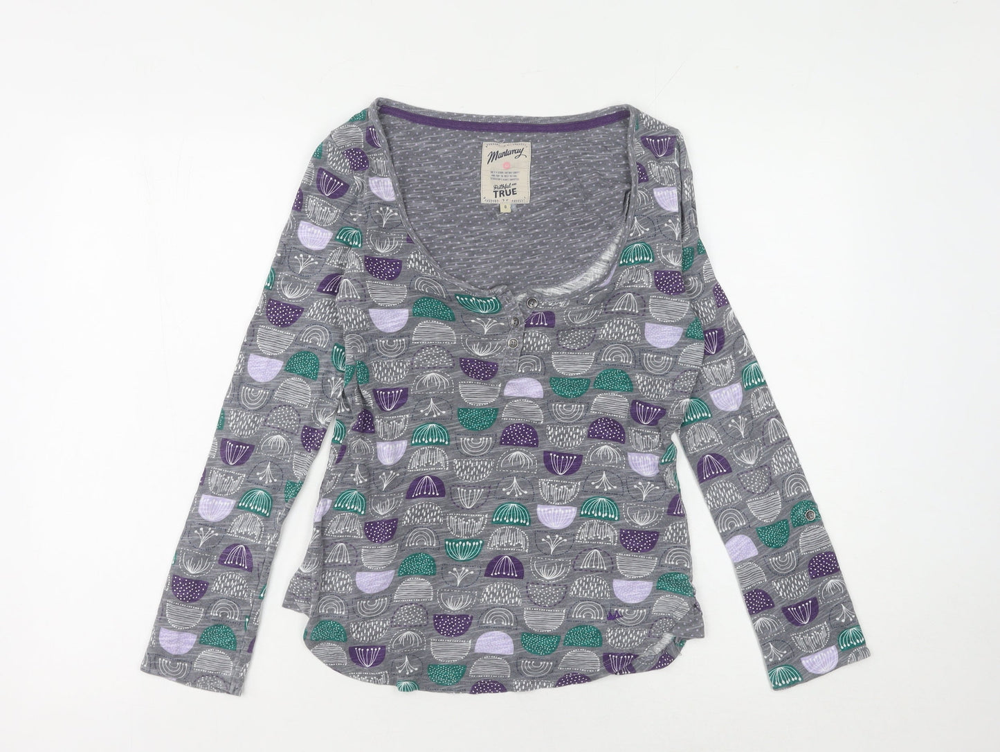 Mantaray Women's Grey Geometric Long Sleeve T-Shirt 8