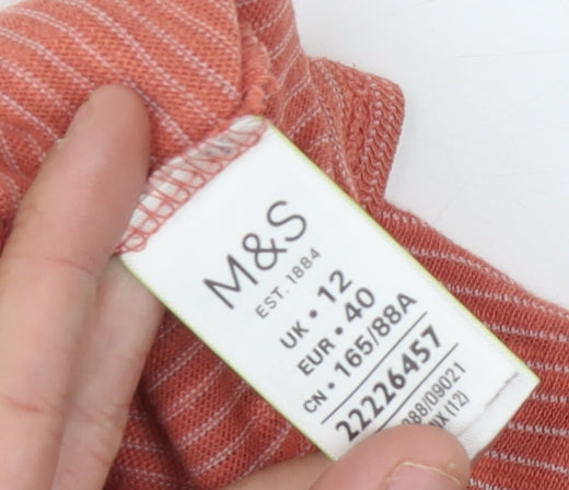 Womens UK Size 12 Marks and Spencer Red Basic T-Shirt
