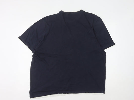 Marks and Spencer Men's Blue 2XL Crew Neck T-Shirt