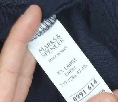Marks and Spencer Men's Blue 2XL Crew Neck T-Shirt