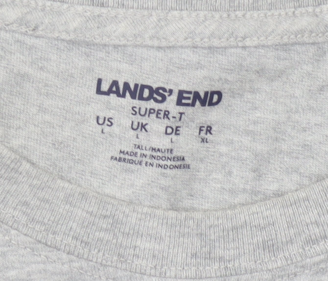 Lands' End Men's Grey Crew Neck T-Shirt L