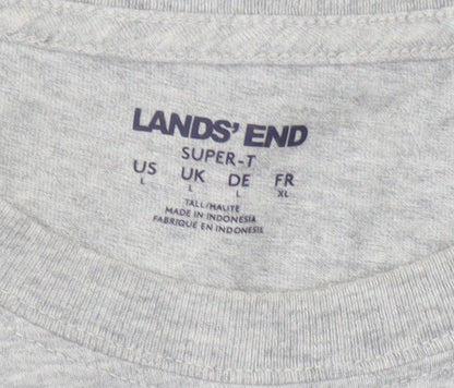 Lands' End Men's Grey Crew Neck T-Shirt L