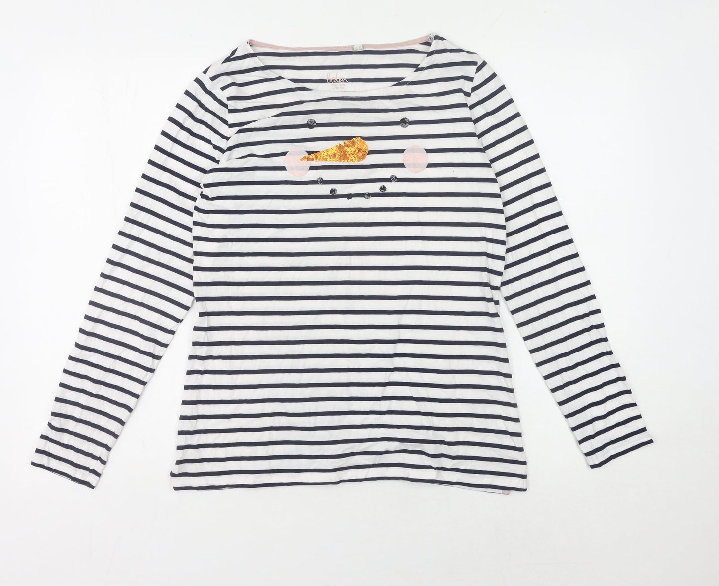 Boden Women's Multicoloured Striped T-Shirt, Size 12