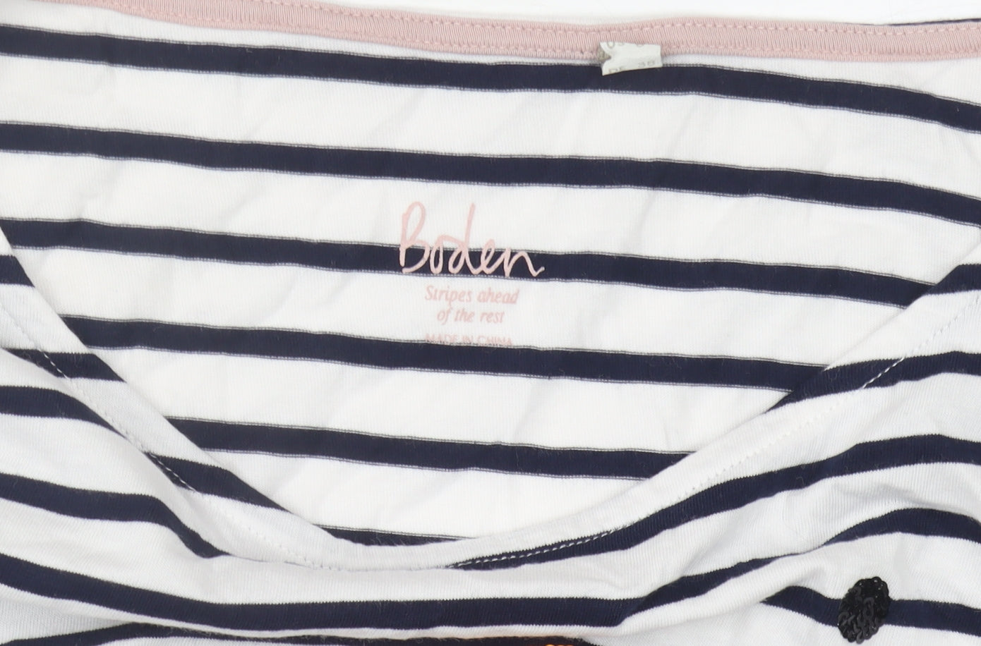 Boden Women's Multicoloured Striped T-Shirt, Size 12