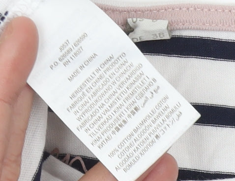 Boden Women's Multicoloured Striped T-Shirt, Size 12