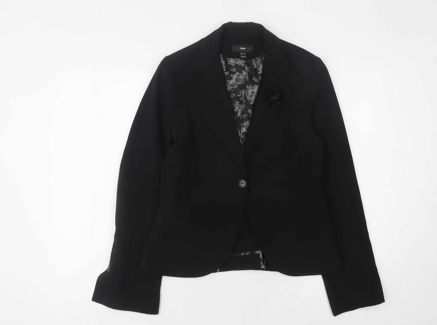 H&M Women's Black Blazer Size 10 Regular Fit