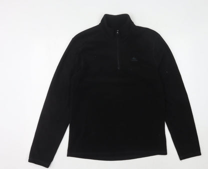 Men's Black Fleece High Neck Zip Medium Top