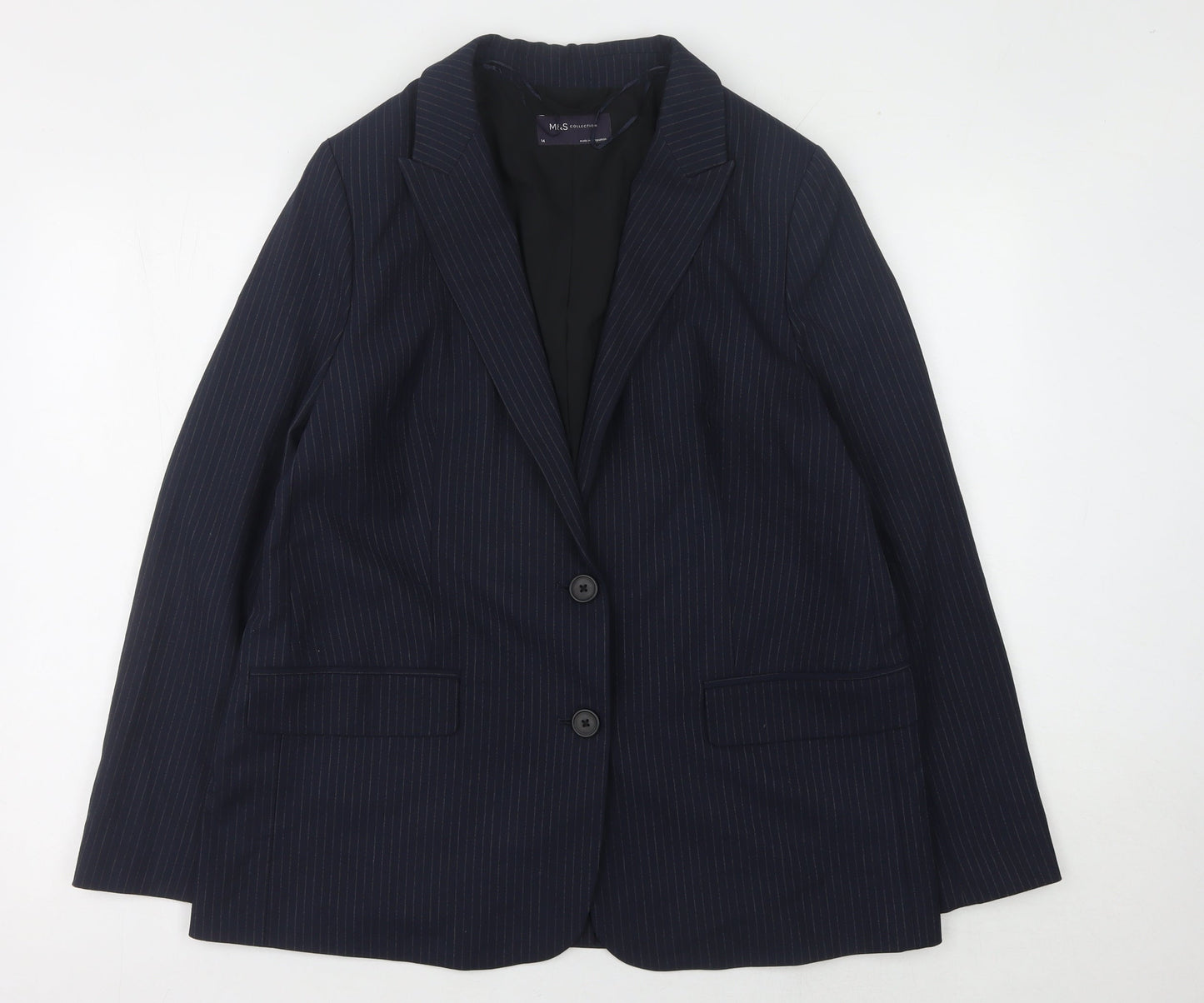 Marks and Spencer Women's Black Pinstripe Blazer, Size 14