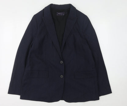 Marks and Spencer Women's Black Pinstripe Blazer, Size 14