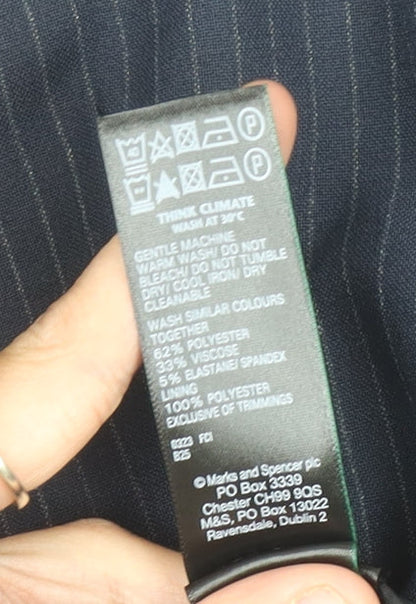 Marks and Spencer Women's Black Pinstripe Blazer, Size 14