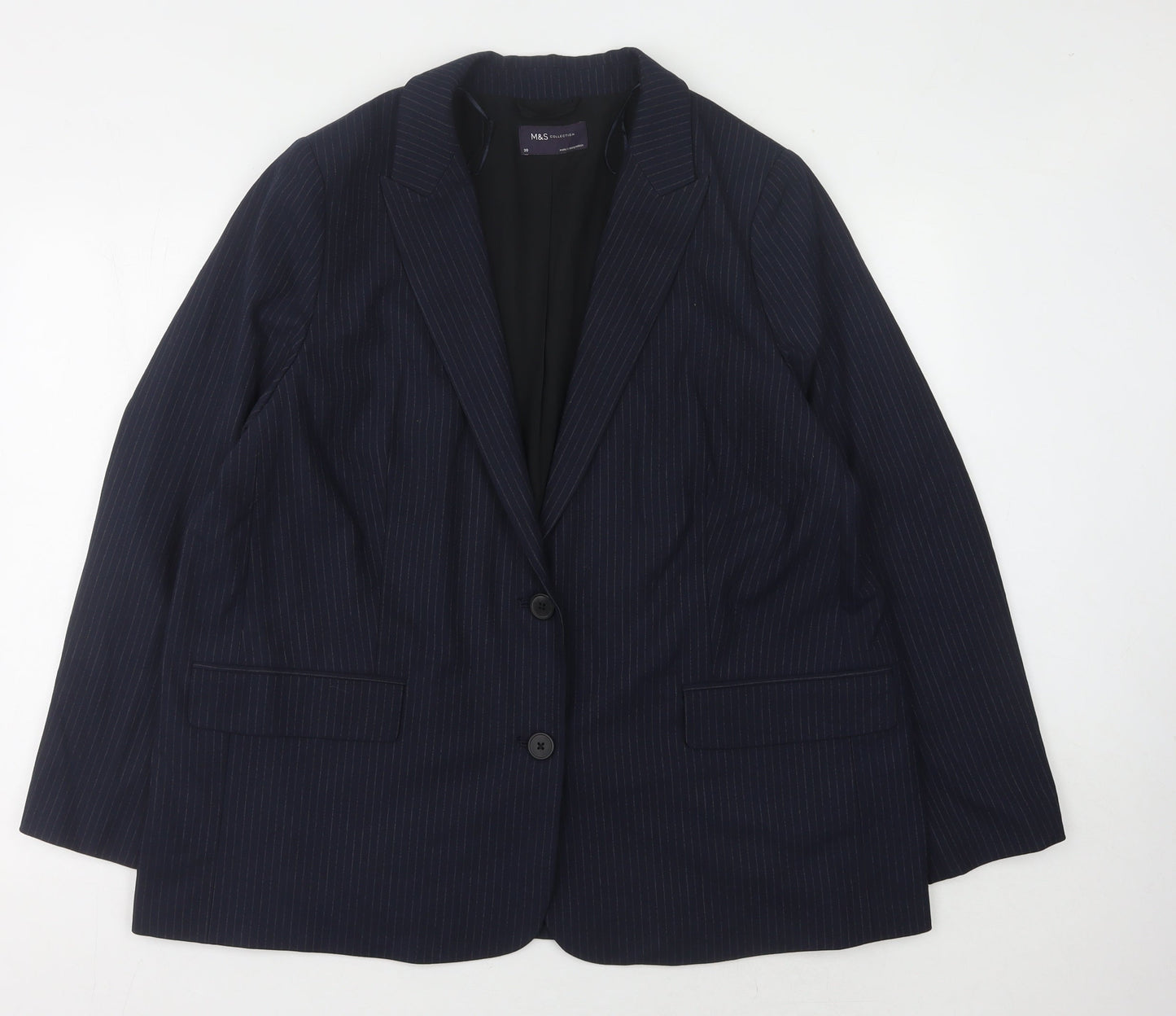 Marks and Spencer Blue Pinstripe Blazer, Women, Size 20
