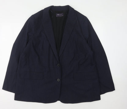 Marks and Spencer Blue Pinstripe Blazer, Women, Size 20