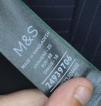 Marks and Spencer Blue Pinstripe Blazer, Women, Size 20