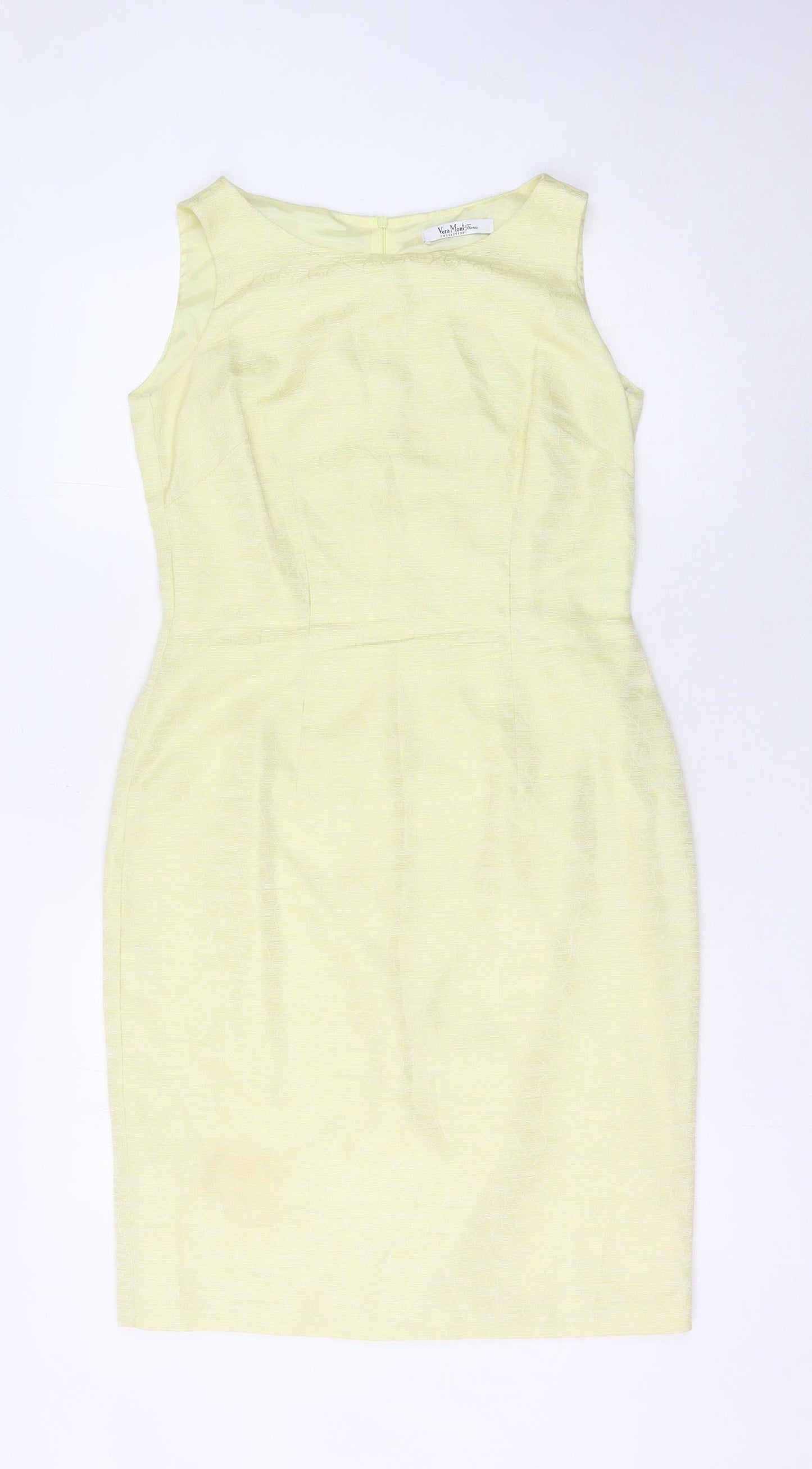Vera Mont Women's Yellow Sheath Dress, Size 12, Formal