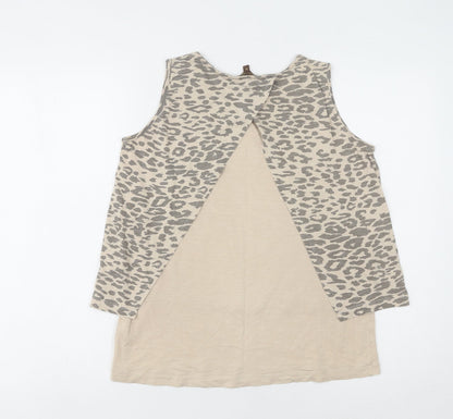 LaNaturelle Women's Beige Animal Print Tank Top M