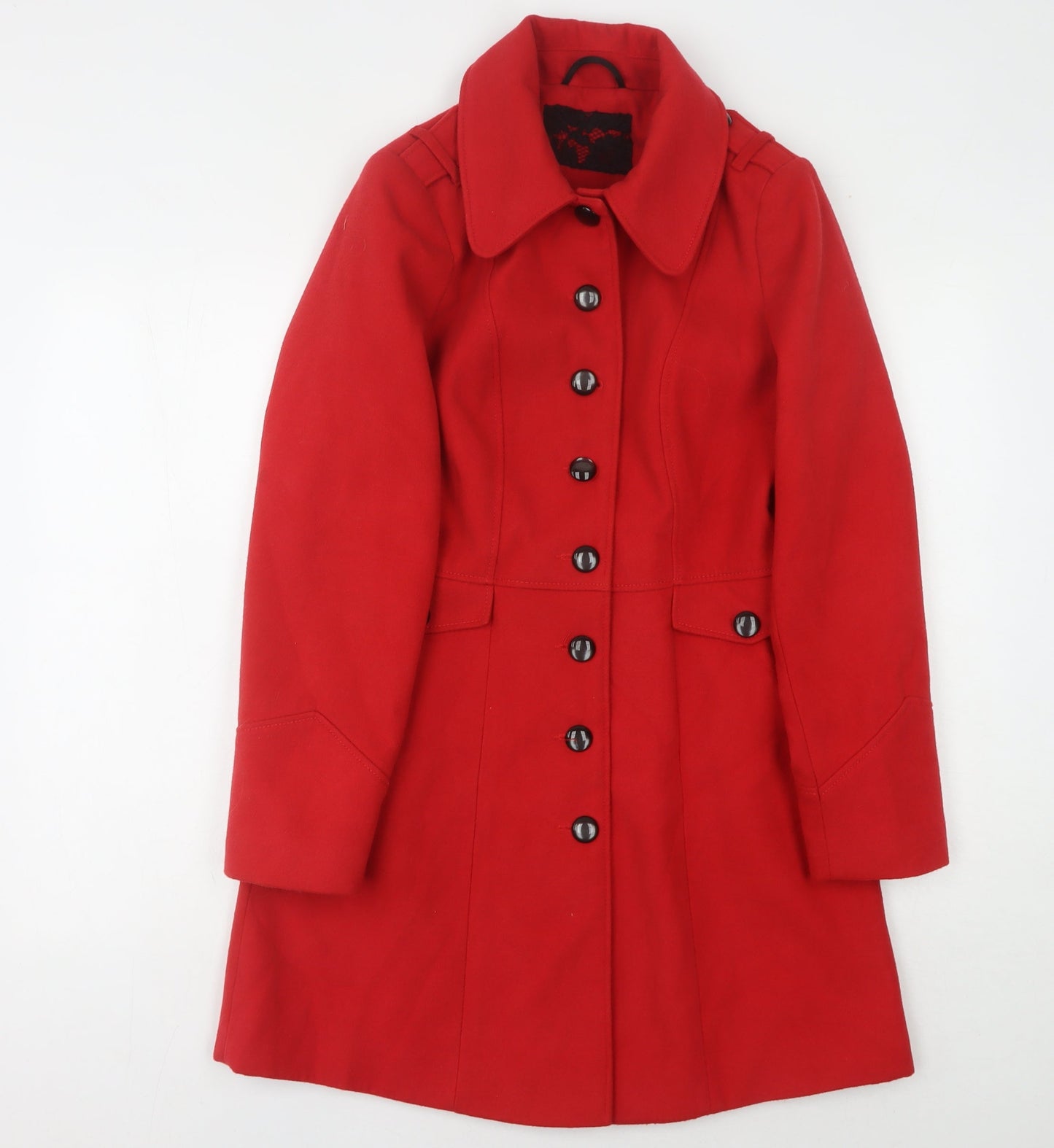 Womens UK Size 10 M&Co Red Overcoat