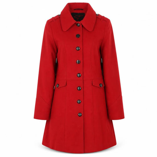 Womens UK Size 10 M&Co Red Overcoat