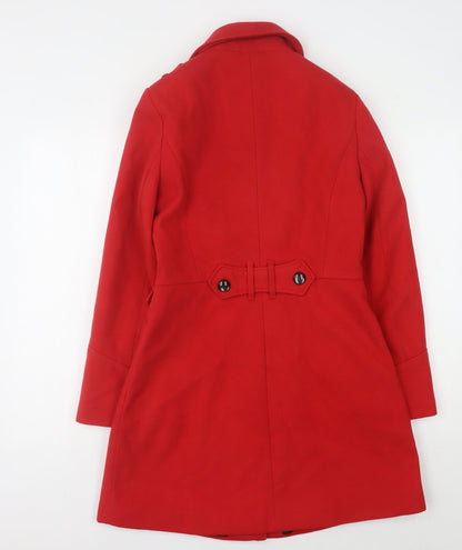Womens UK Size 10 M&Co Red Overcoat