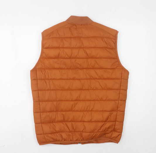 Zara Men's Orange Puffer Waistcoat S