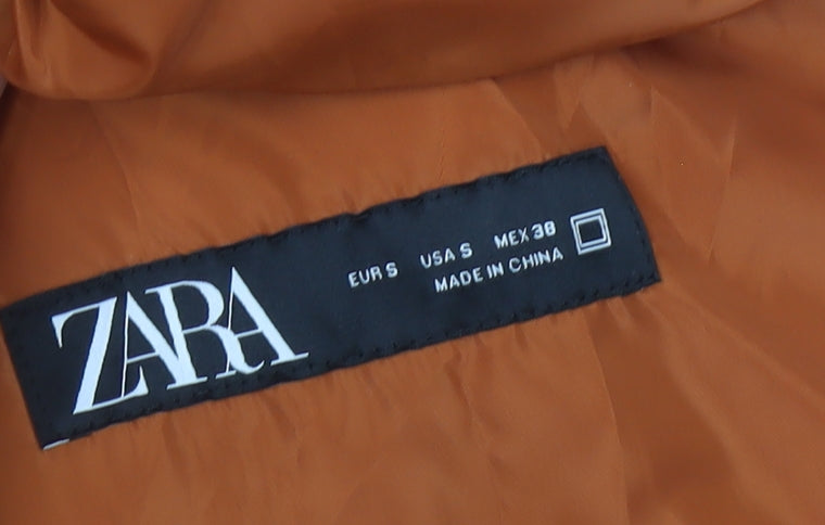 Zara Men's Orange Puffer Waistcoat S