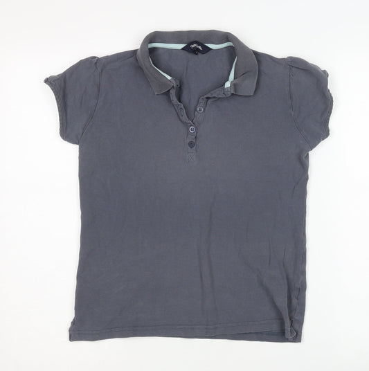 Peter Storm Women's Grey Polo Shirt Size 12 Casual Cotton