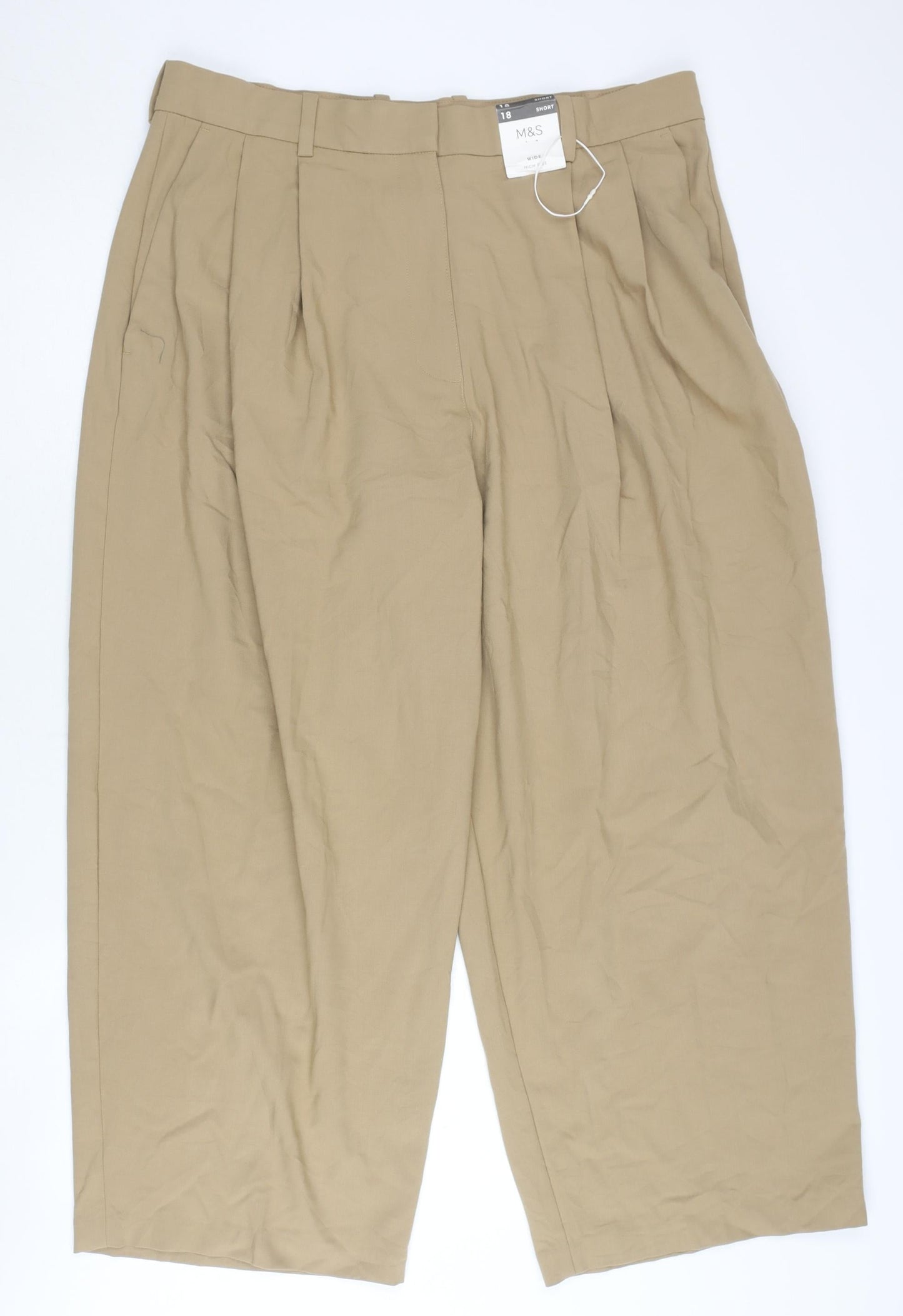 Womens UK Size 18 Marks and Spencer Relaxed Fit Bloomer Beige Trousers