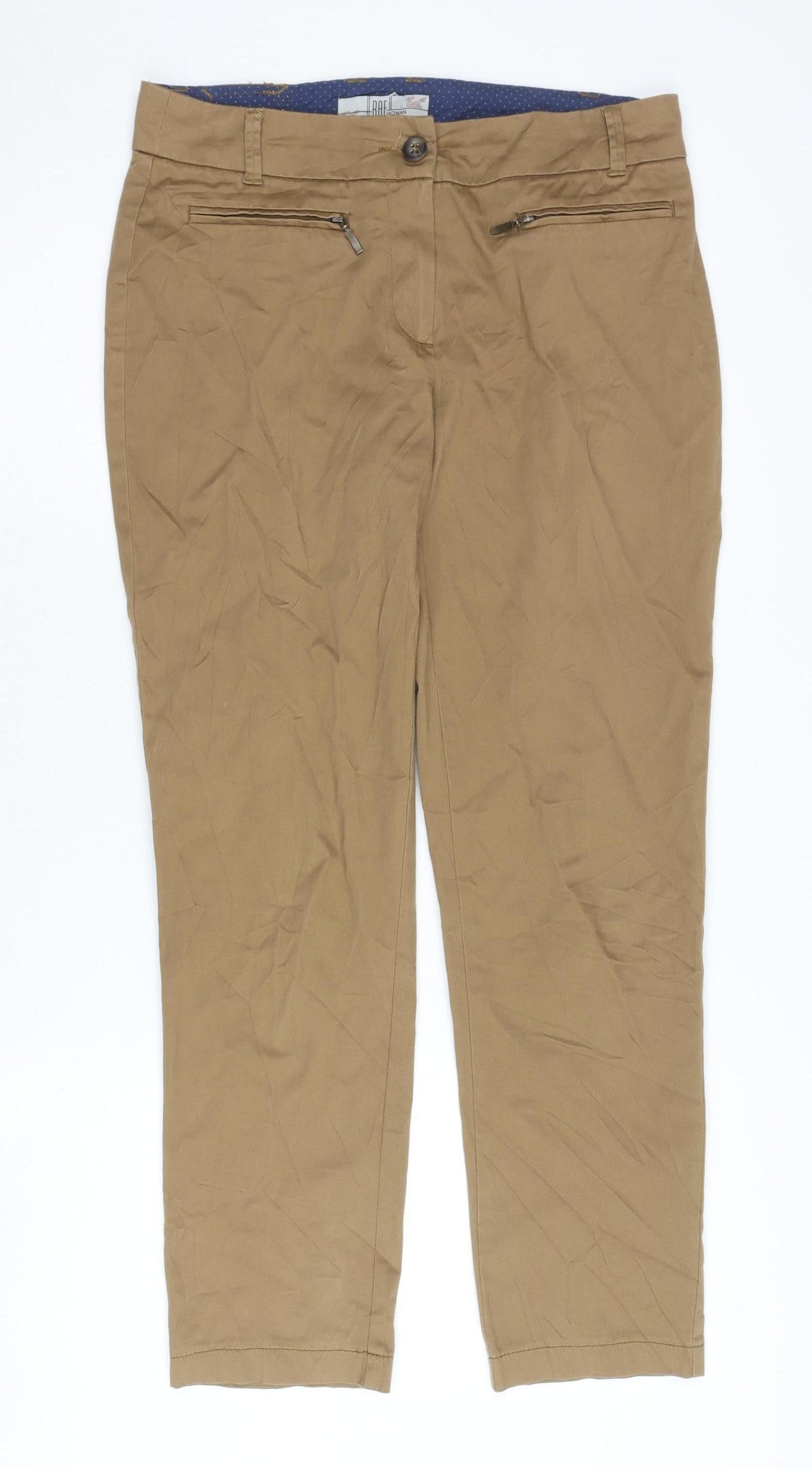 BAF Woman Brown Trousers, Size 10, Women's Cotton Blend