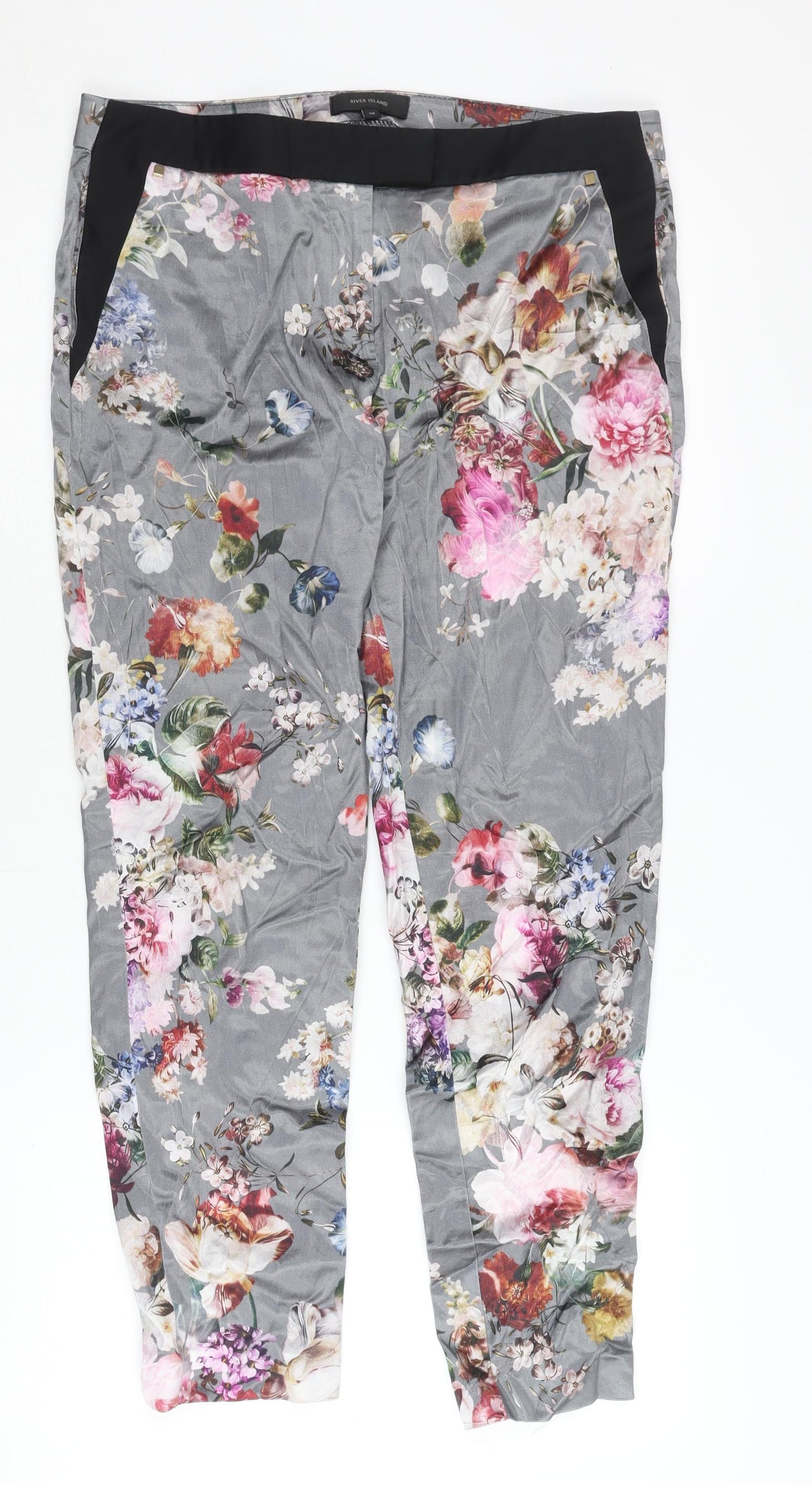 River Island Women's Multicoloured Floral Trousers Size 10