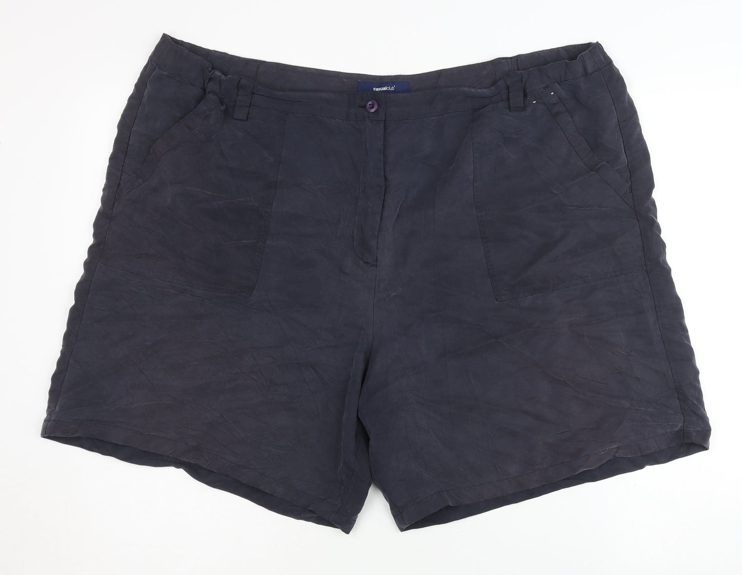 Casual Club Women's Black Plus Size Shorts, High-Rise, Viscose Blend