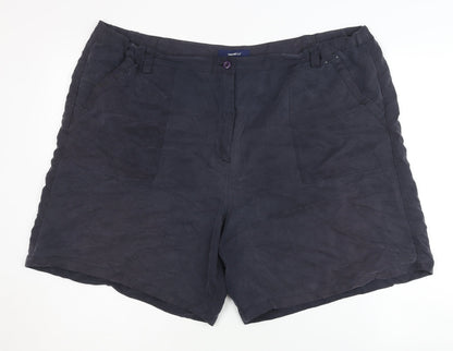 Casual Club Women's Black Plus Size Shorts, High-Rise, Viscose Blend