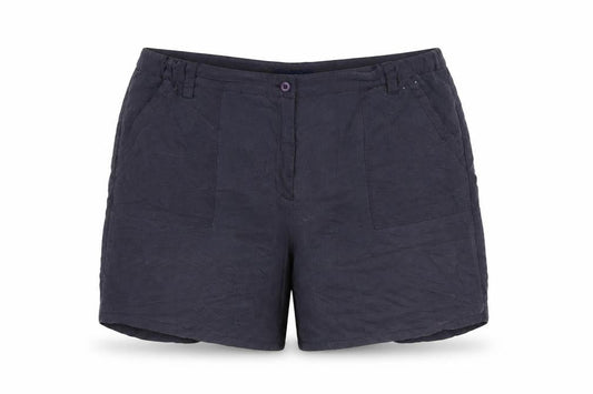 Front view of Casual Club Women's Black Plus Size Shorts, High-Rise, Viscose Blend