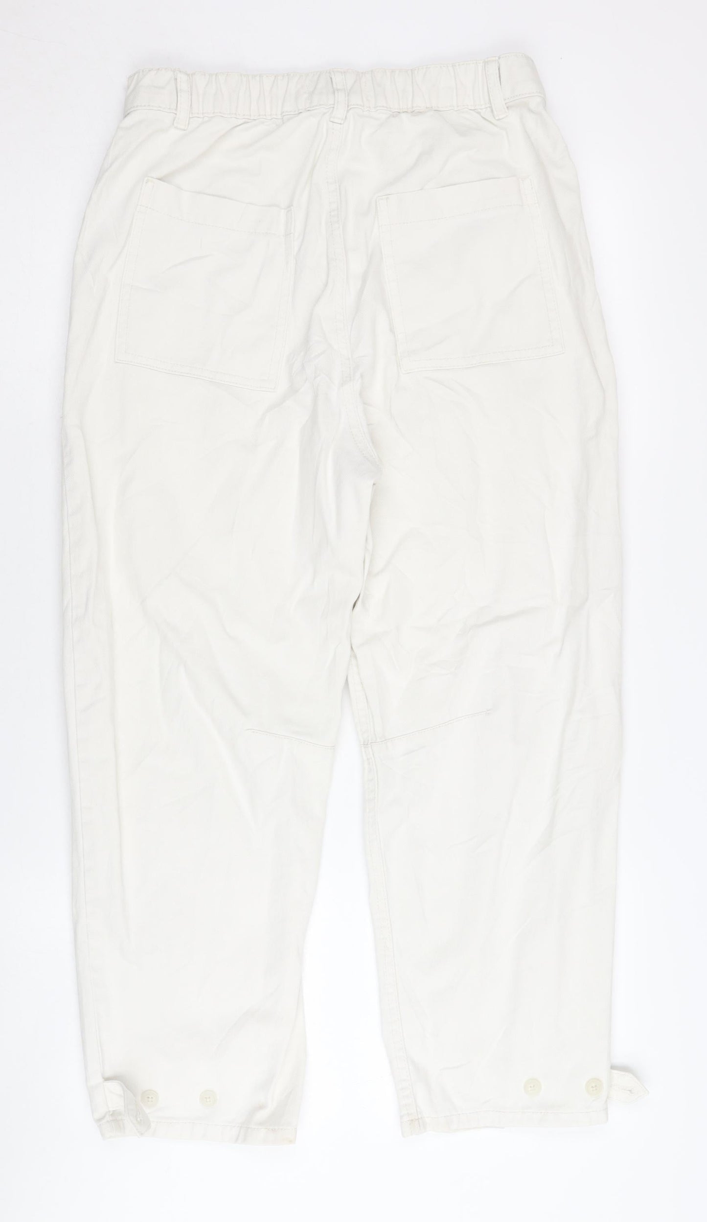 Womens UK Size 10 Pull&Bear Relaxed Fit Cargo White Trousers
