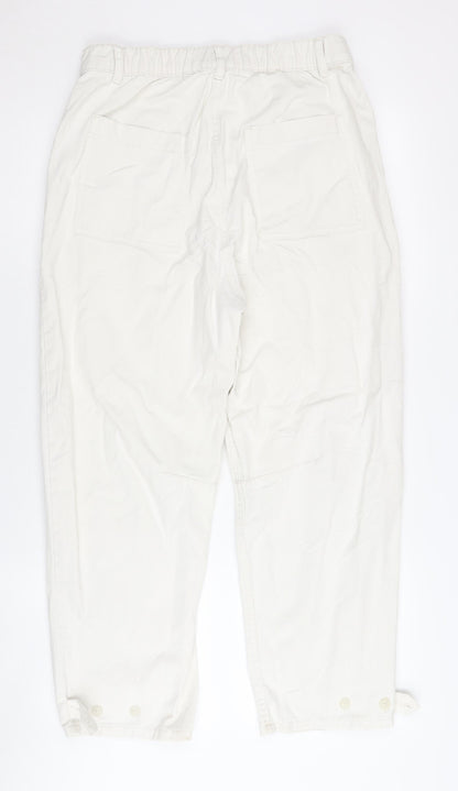 Womens UK Size 10 Pull&Bear Relaxed Fit Cargo White Trousers