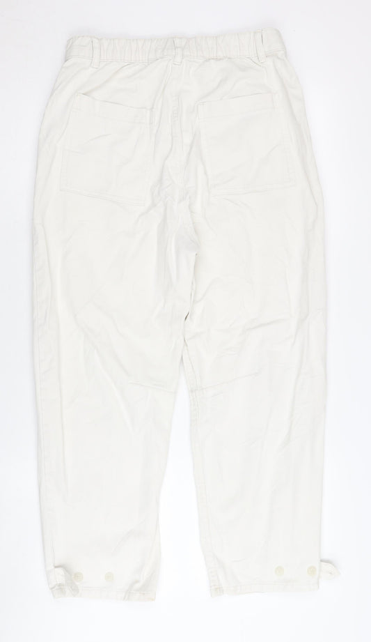 Womens UK Size 10 Pull&Bear Relaxed Fit Cargo White Trousers