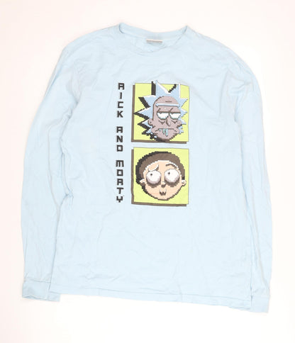 Rick and Morty Men's Blue Long Sleeve Graphic T-Shirt S