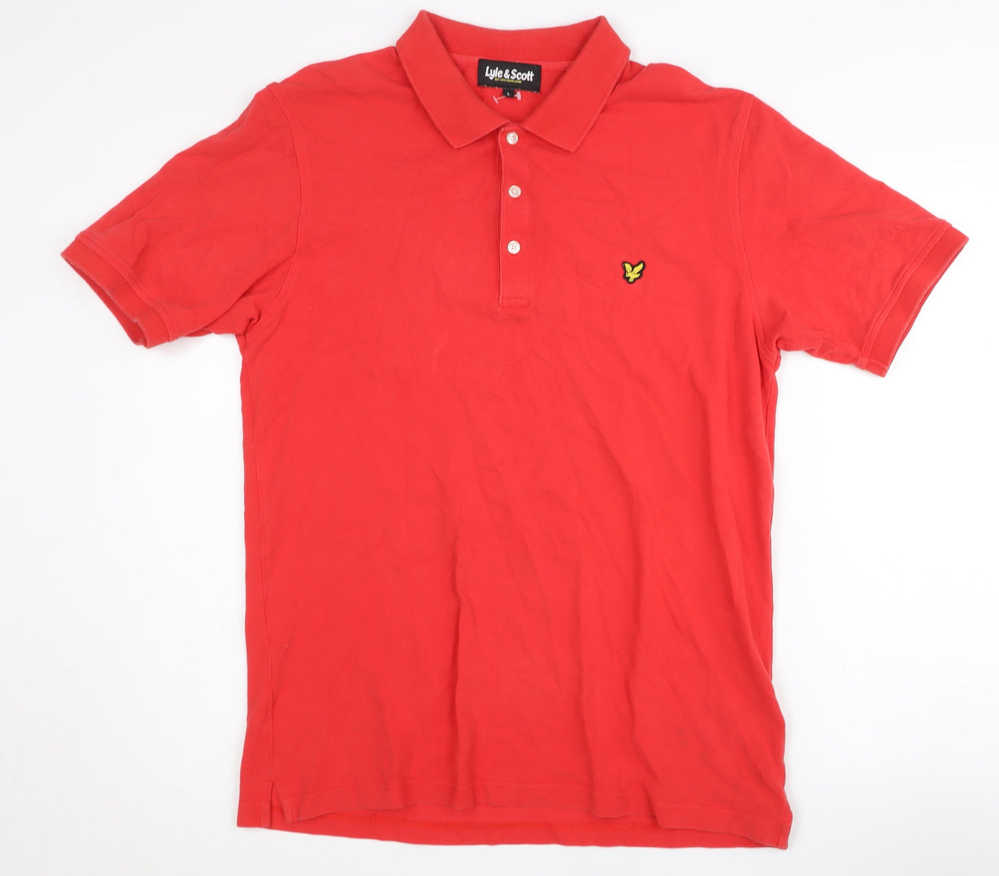 Lyle & Scott Men's Red Polo Shirt - Size L, Logo Accent