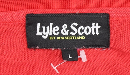 Lyle & Scott Men's Red Polo Shirt - Size L, Logo Accent