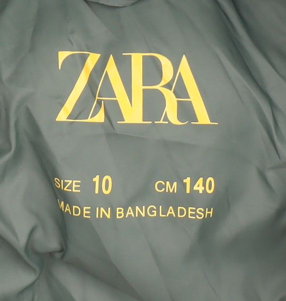 Zara Boys Green Puffer Jacket, Size 10, Winter Essential