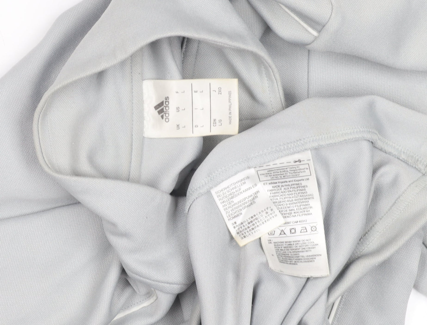 Mens UK Size L adidas Grey Full Zip Sweatshirt