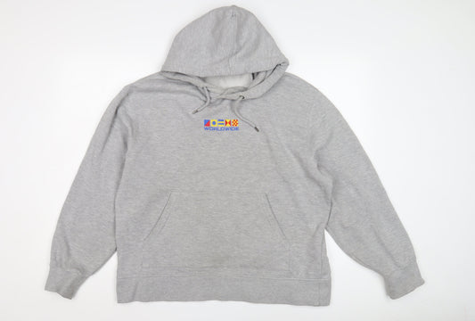 Topman Men's Grey Hooded Pullover Hoodie L