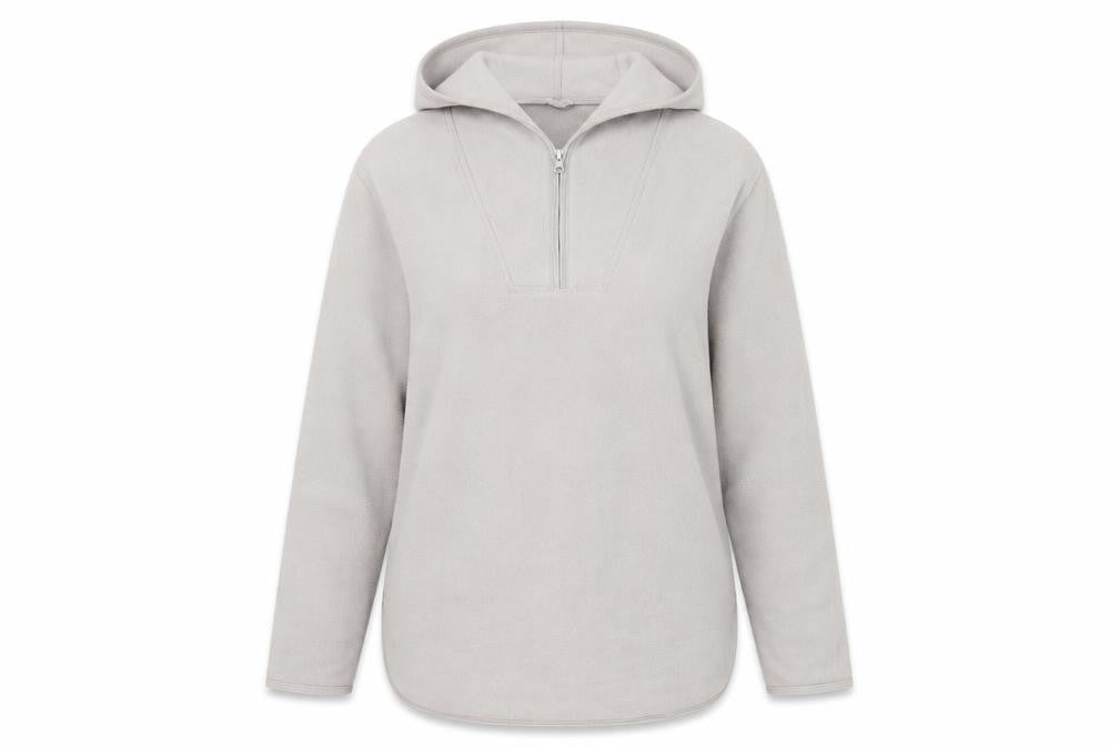 Front view of H&M Grey unisex pullover hoodie, size 42, regular fit