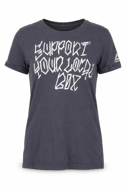 Front view of Reebok unisex black t-shirt - l - casual crew neck