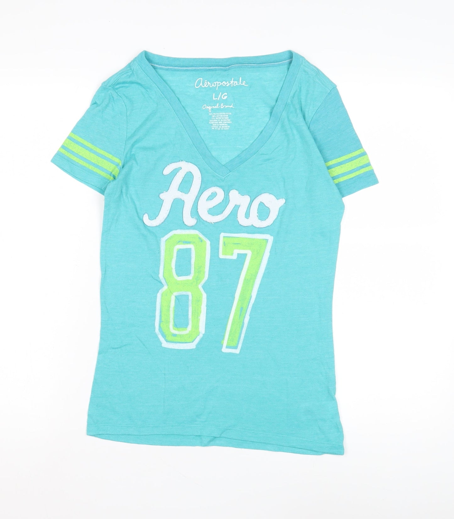 Womens UK Size L Aeropostale Blue Basic T-Shirt