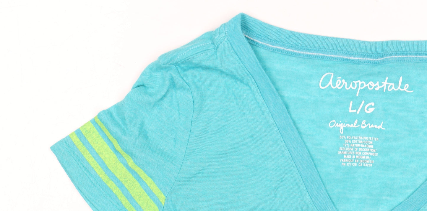 Womens UK Size L Aeropostale Blue Basic T-Shirt