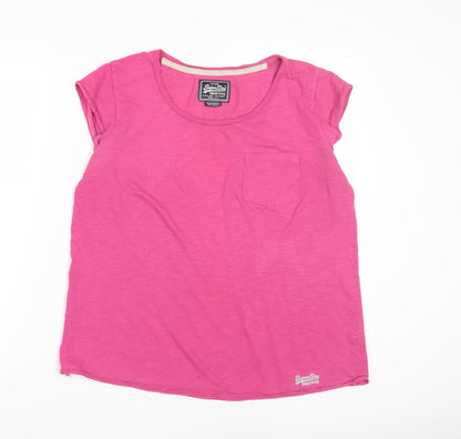 Womens UK Size M Superdry Pink Basic T-Shirt